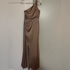 Azazie Taupe Evening Gown